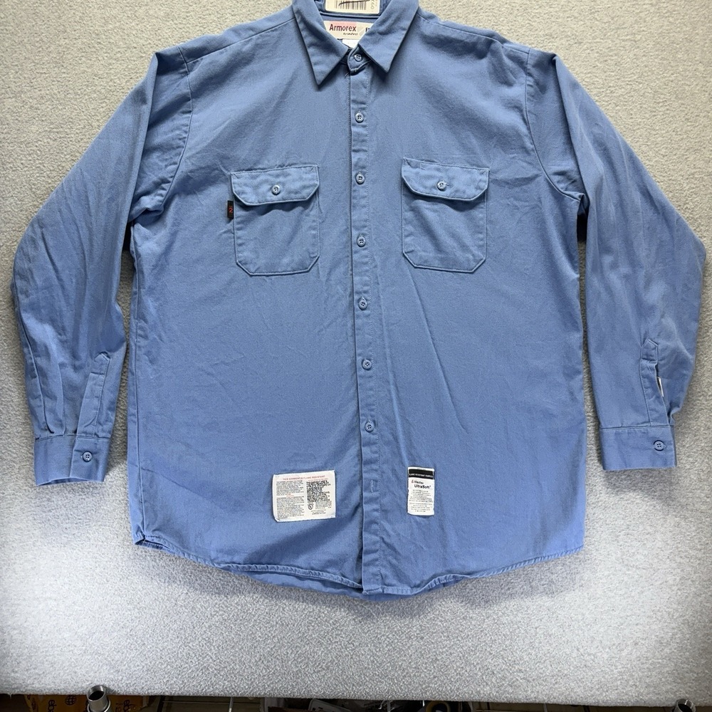 Armorex FR Shirt Mens XL Blue Flame Resistant CAT2 Button Down Collared